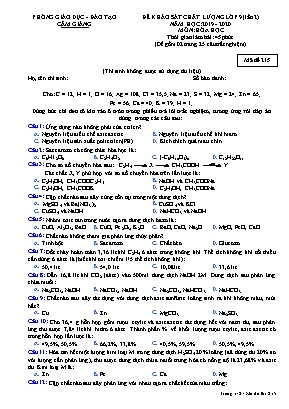 Đề khảo sát chất lượng Lớp 9 (Lần 2) môn Hóa học - Mã đề 215 - Năm học 2019-2020 - Phòng giáo dục và đào tạo Cẩm Giàng